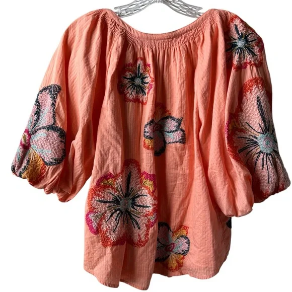 Maeve by Anthropologie Peach Floral Blouse - Picture 3 of 10